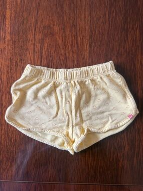 Pink Chicken Pale Yellow Smile-Print Kids Shorts